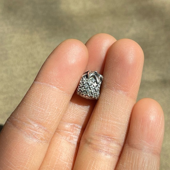 Retired PANDORA Silver Sparkling Pineapple Charm with Clear CZ Stones EUC - Picture 5 of 9